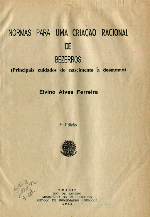 Capa do Livro Normas Para Uma Criação Racional de Bezerros