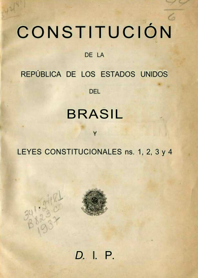 Capa do Livro Constitución de La Republica de Los Estados Unidos Del Brasil Y Leyes Constitucionales ns. 1,2,3 y 4