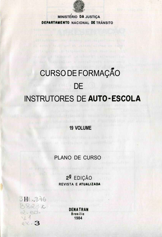 Capa do Livro Curso de Formação de Instrutores de Auto-Escola - 1º Volume