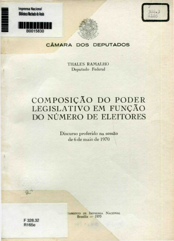 Capa do Livro Composição do Poder Legislativo em Função do Número de Eleitores