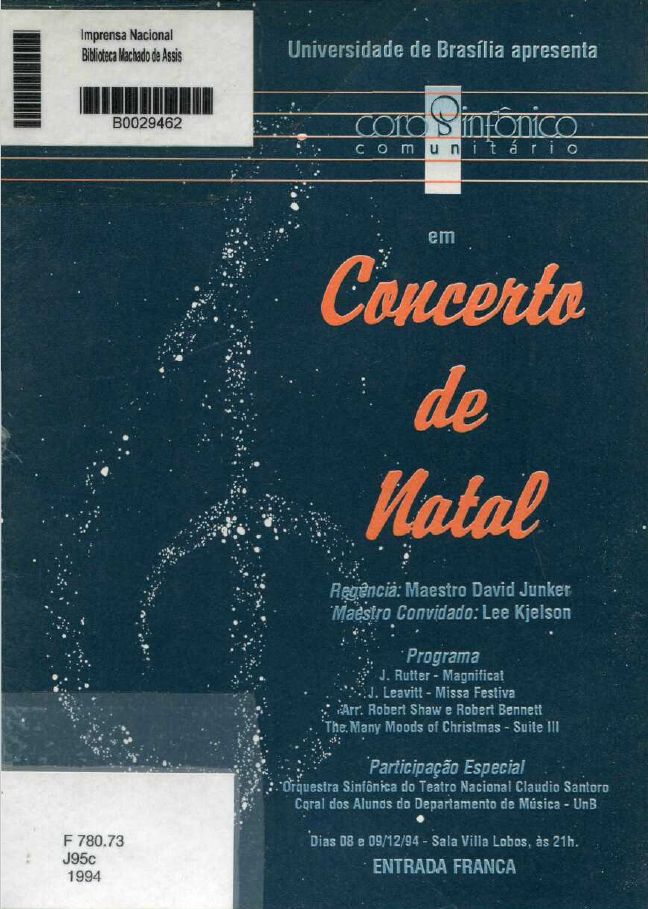Capa do Livro Coro Sinfônico Comunitário - UnB - Concerto de Natal