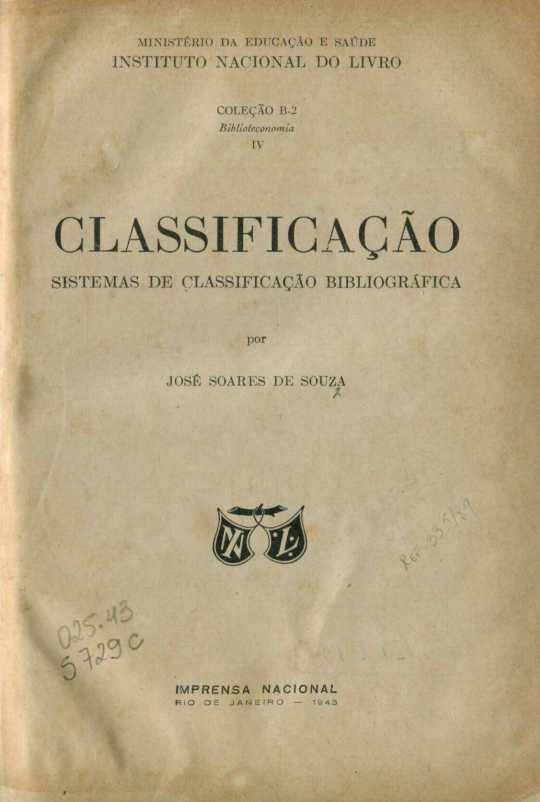 Capa do Livro Classificação - Sistemas de Classificação Bibliográficas