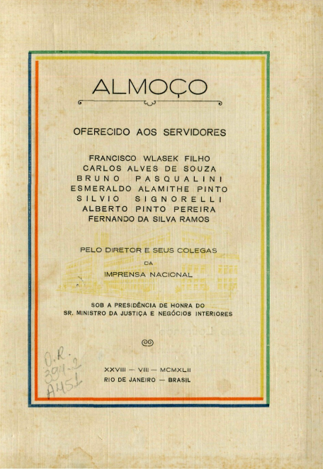 Capa do Livro Almoço Oferecido aos Servidores