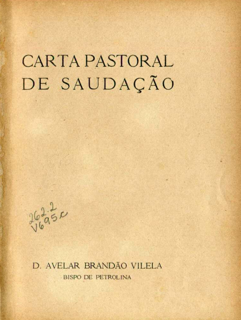 Capa do Livro Carta Pastoral de Saudação