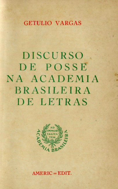 Capa do Livro Discurso de Posse na Academia Brasileira de Letras