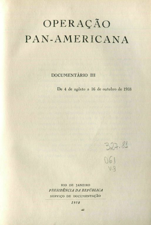 Capa do Livro Operação PAN-AMERICANA - Documentário III