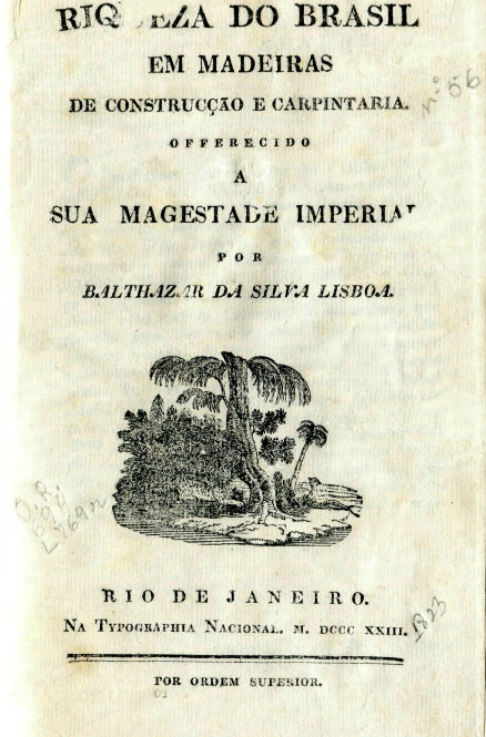 Capa do Livro Riqueza do Brasil em madeiras de construcção e carpintaria offerecido a Sua Magestade Imperial