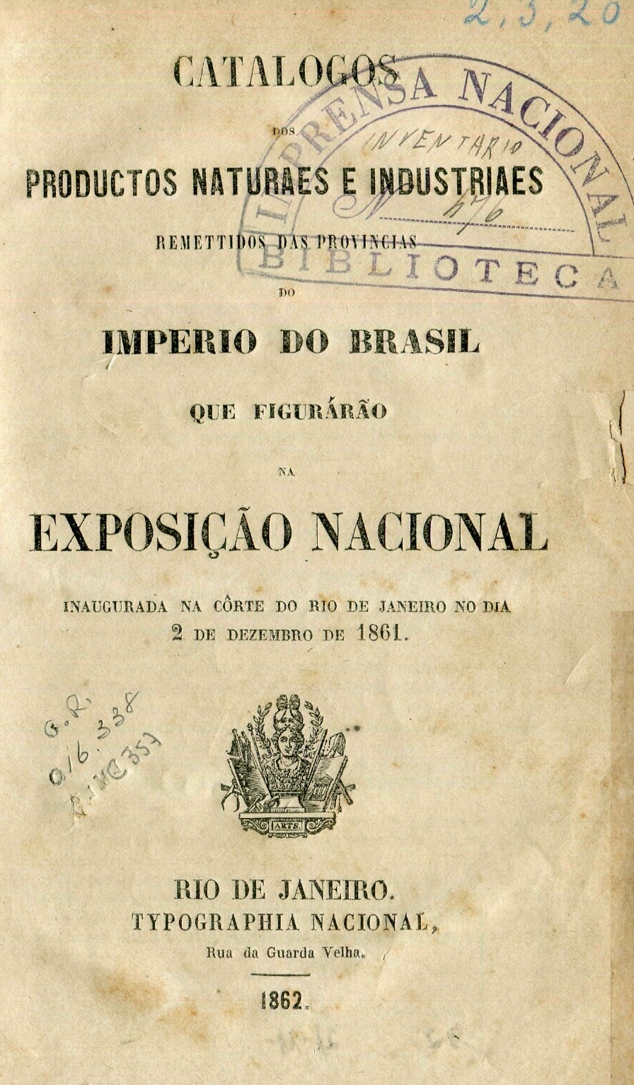 Capa do Livro Catalogos do Productos Naturaes e Industriaes Remetidos das Províncias