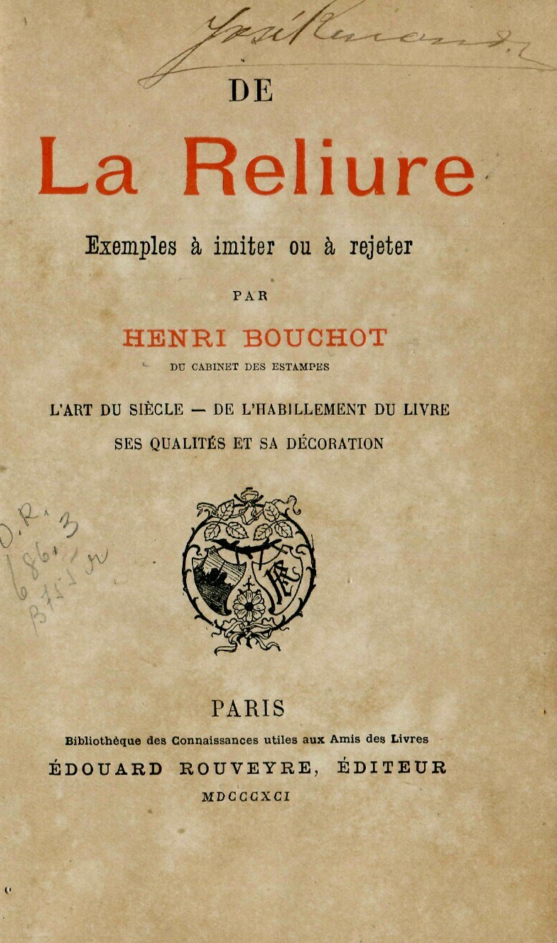 Capa do Livro De La Reliure