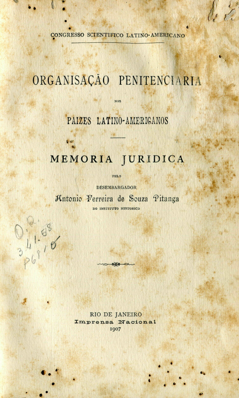 Capa do Livro Organisação Penitenciária nos Paizes Latino-Americanos