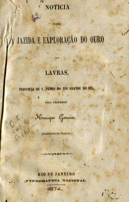 Capa do Livro Noticia Sobre A Jazida e Exploração do Ouro em Lavras