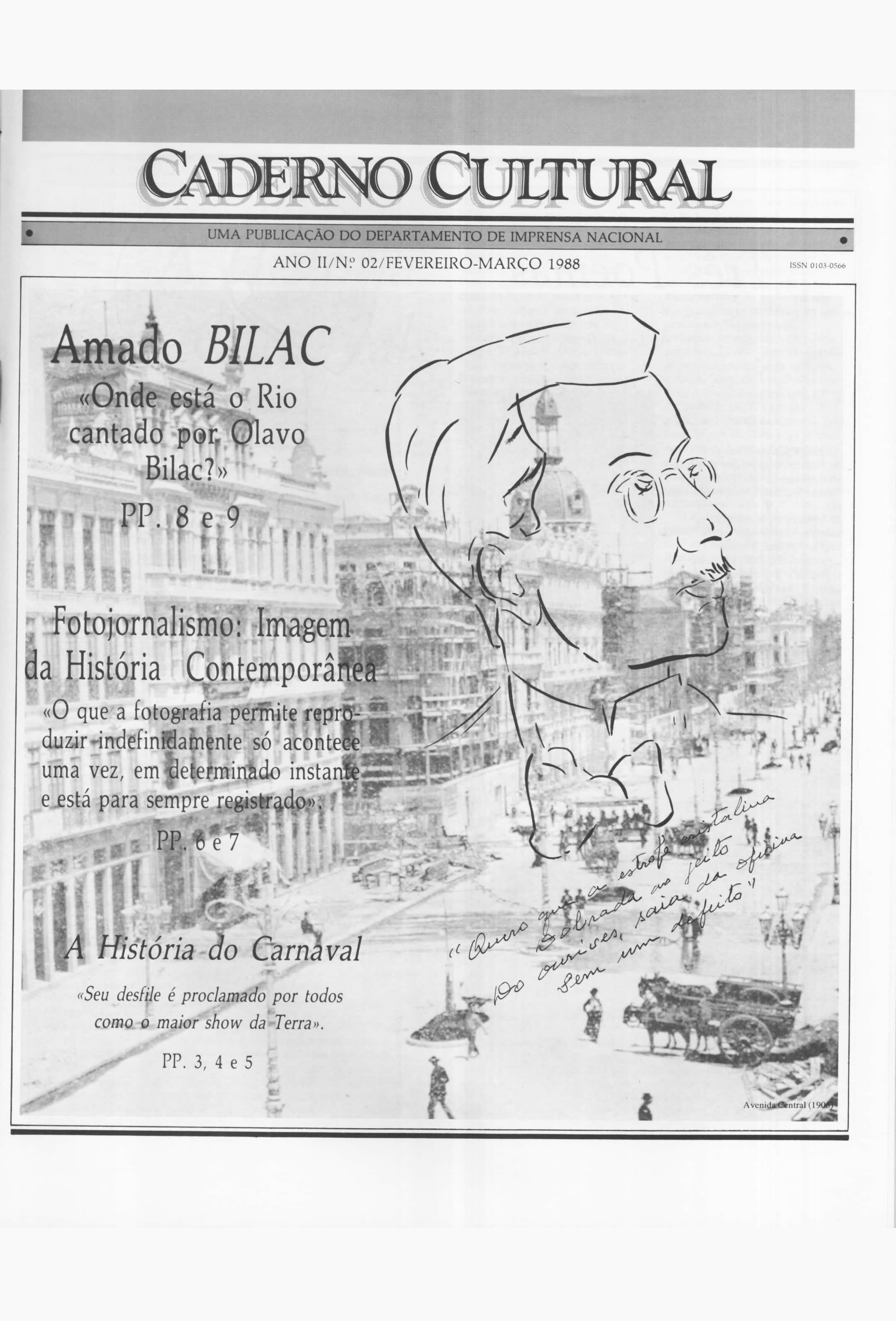 Capa do Livro Caderno Cultural - Ano II - nº 2 -1988