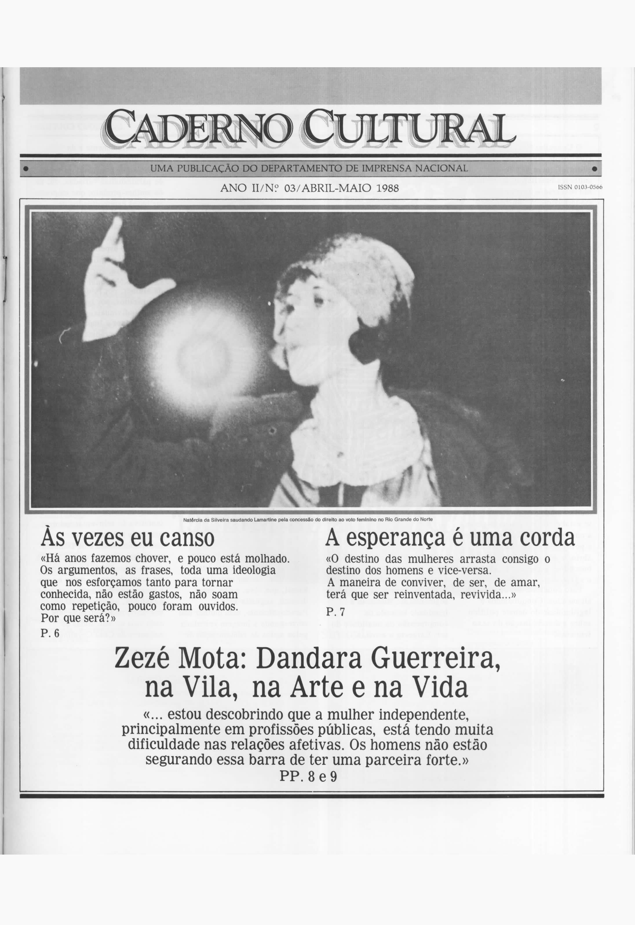 Capa do Livro Caderno Cultural - Ano II - nº 3 -1988