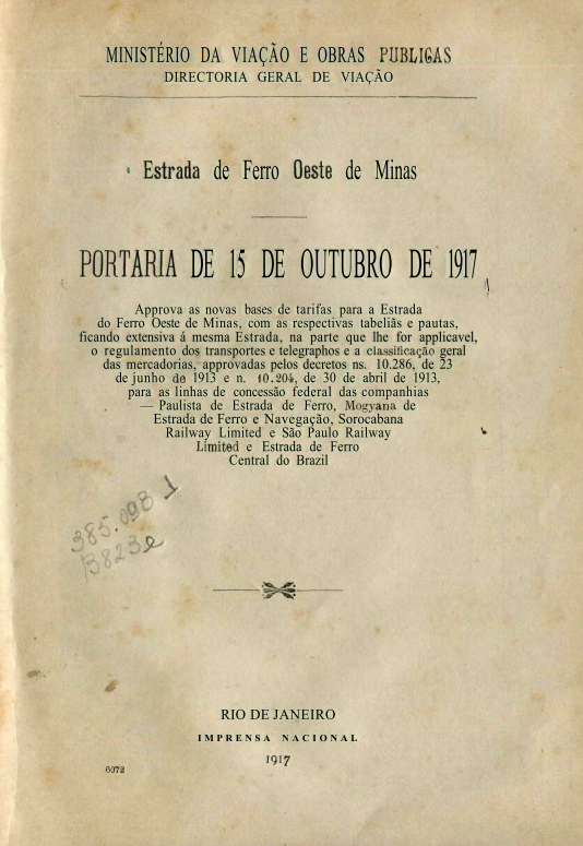 Capa do Livro Estrada de Ferro Oeste de Minas