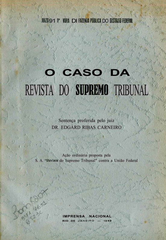 Capa do Livro O Caso da Revista do Supremo Tribunal