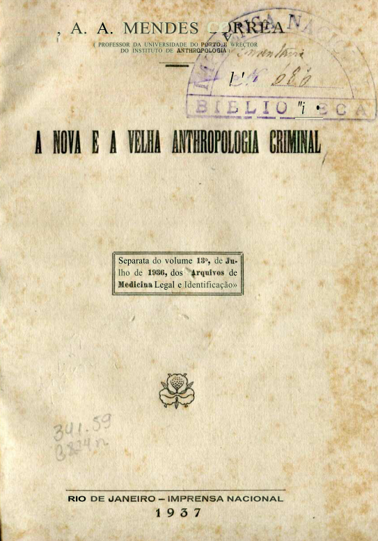 Capa do Livro A Nova e a Velha Anthropologia Criminal
