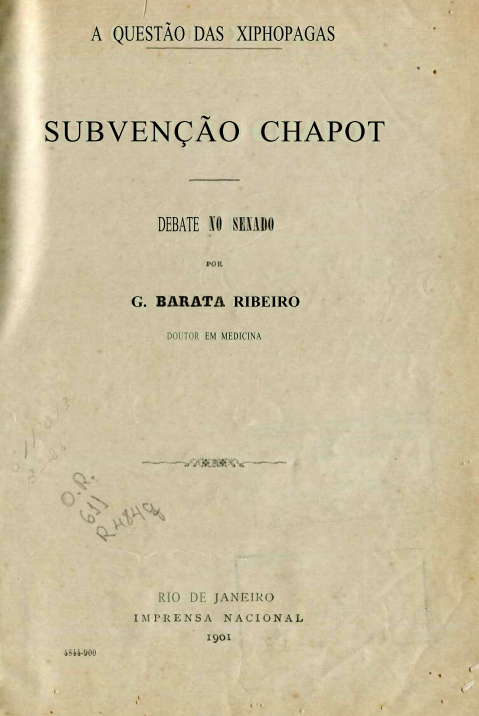 Capa do Livro A Questão das Xiphopagas - Subvenção Chapot