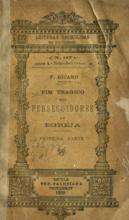 Capa do Livro Fim Trágico dos Perseguidores da Egreja