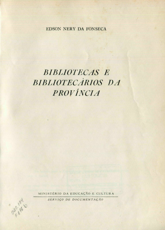 Capa do Livro Bibliotecas e Bibliotecários da Província